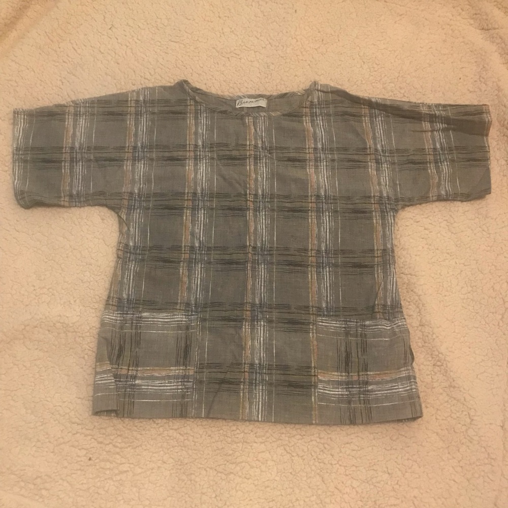 Brenner XS  scrub top grey stripe w  2-pockets in front